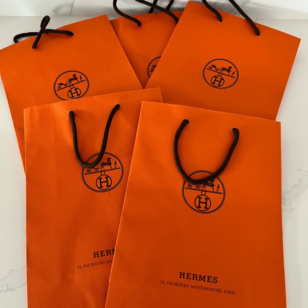 5 HERMES GIFT SHOPPING BAGS🛍️🍊